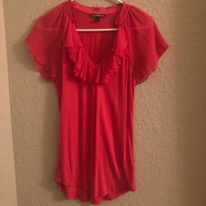 Pink V-neck Dress Shirt